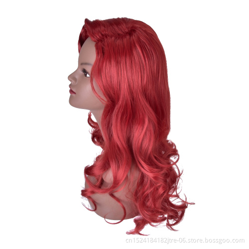 factory wholesale price 28 inch long wavy copper red synthetic wig in stock